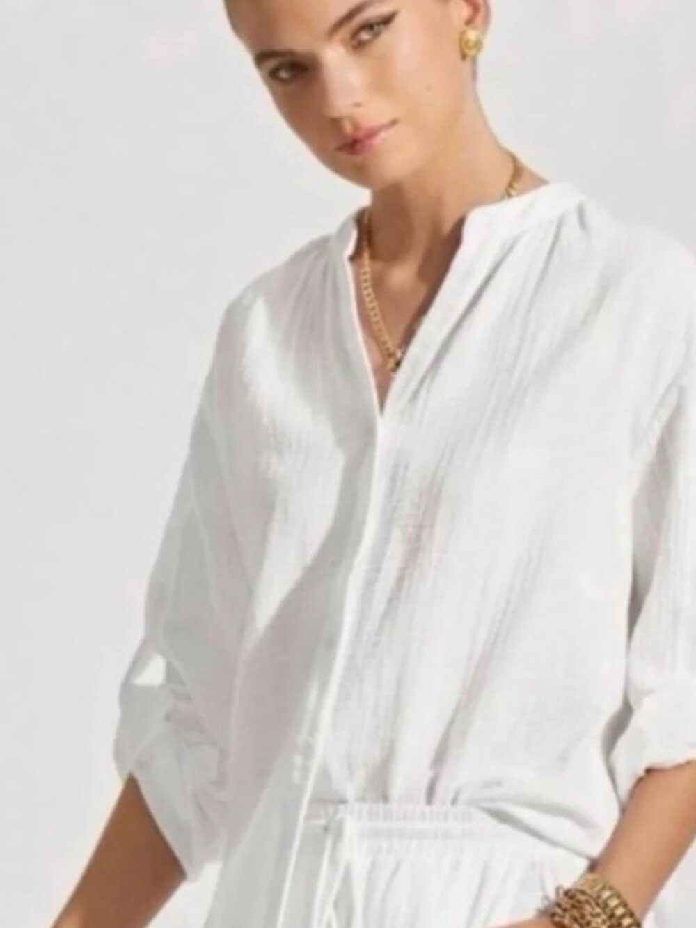 White Getaway Gauze Cotton TOp